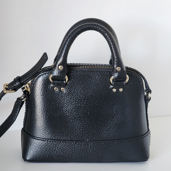 Kate Spade Wellesley Mini Rachelle Crossbody Bag Black and Gold Top Handle - Picture 5 of 12